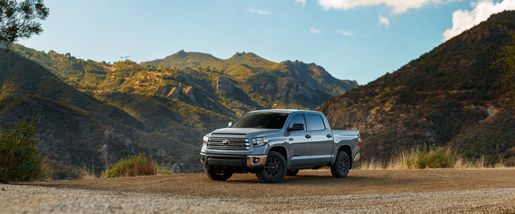 2021 Toyota Tundra parked in a field in the mountains