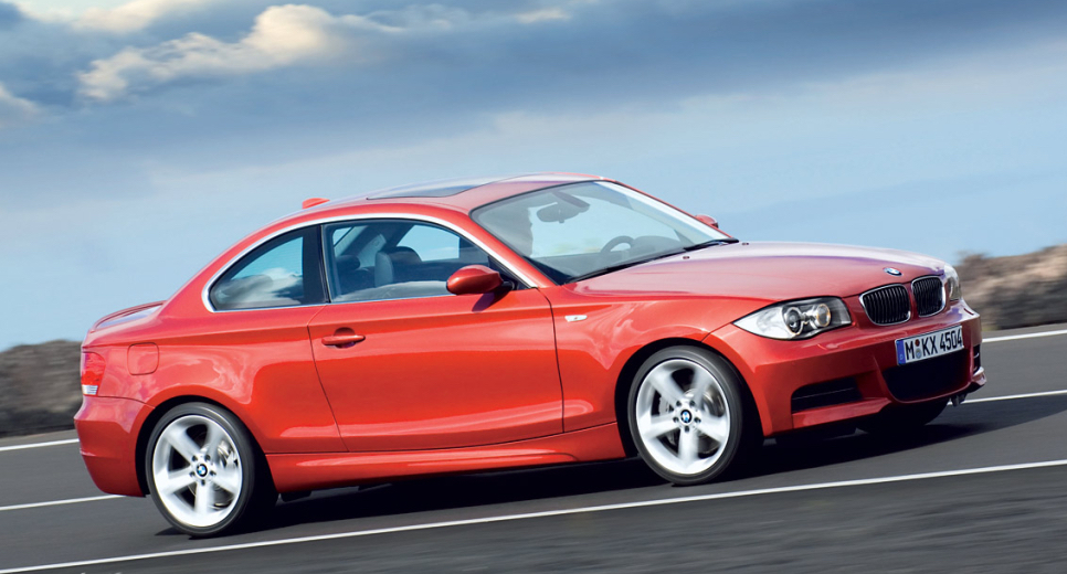 BMW 1 Series coupe in orange