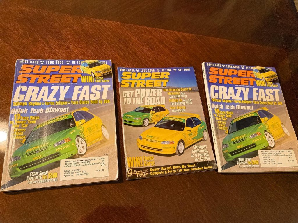 A picture of three super street magazines with The Jun Auto Civic 